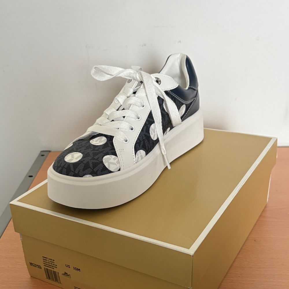 MICHAEL Michael Kors Blue and White Polka Dot Sneakers